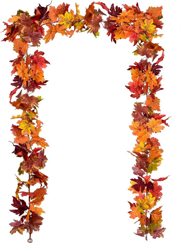 DearHouse 2 Pack Fall Garland Maple Leaf, 5.9Ft/Piece Hanging Vine Garland Artificial Autumn Foli... | Amazon (US)