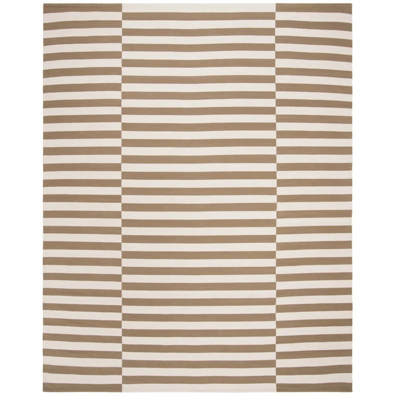 Ludlow Striped Handmade Flatweave Cotton Area Rug in Sepia/Beige | Wayfair North America