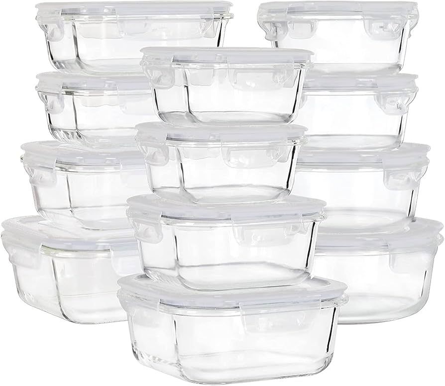 MUMUTOR Glass Food Storage Containers with Lids, [24 Piece] Glass Meal Prep Containers, Airtight ... | Amazon (US)