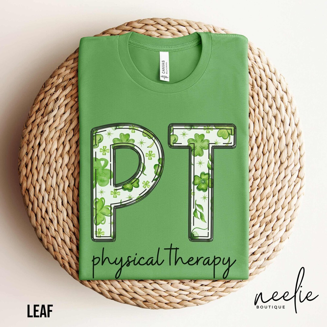 PT Physical Therapy St. Patrick's Day T-shirt, Physical Therapist Doodle Letters Shamrock Clover ... | Etsy (US)