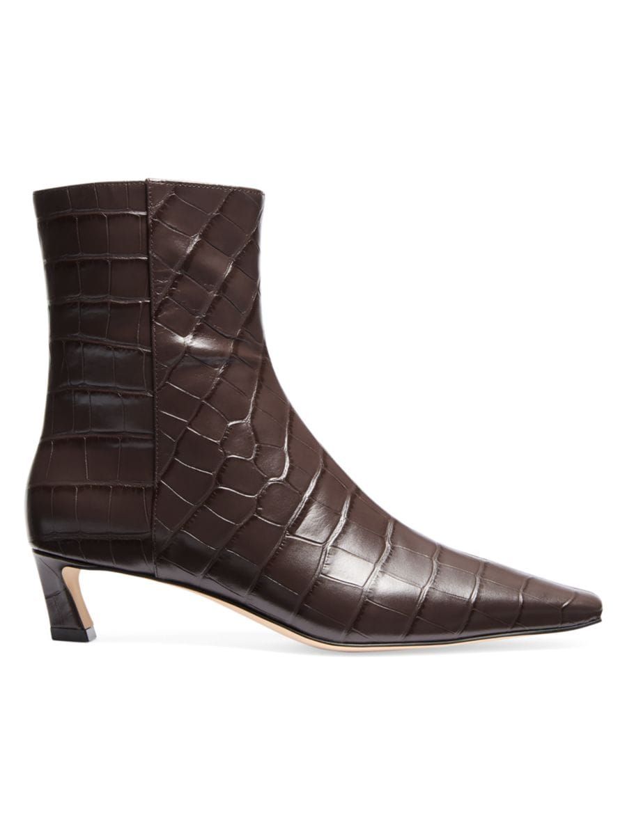 Cosmo 40MM Crocodile-Embossed Leather Booties | Saks Fifth Avenue