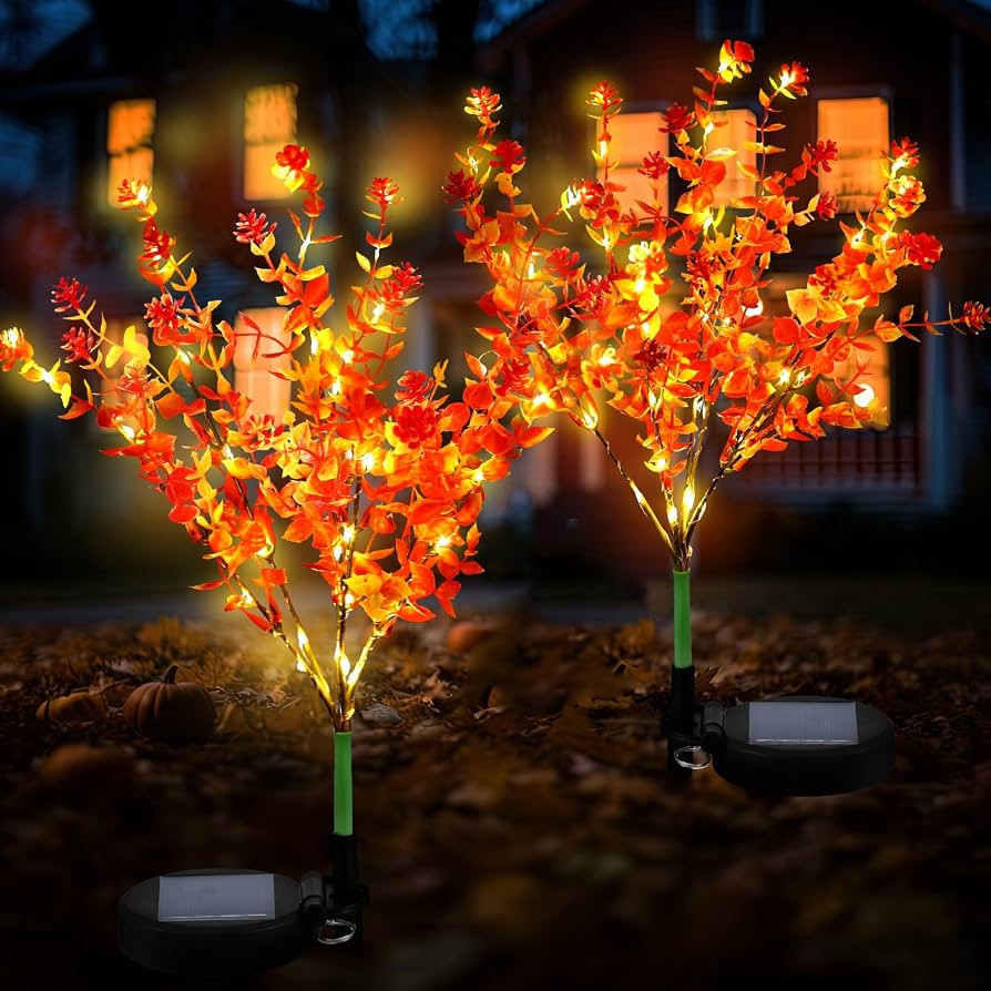 Glooglitter 2 Pack Solar Stake Lights Outdoor Decor Waterproof Mums Artificial Flowers Solar Ligh... | Amazon (US)