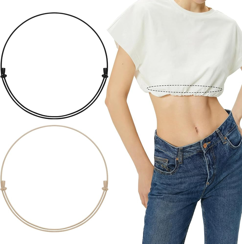 XZQTIVE 2Pcs Invisible Elastic Waist Tuck Band for Women Adjustable Stretch Belt for Tightening/S... | Amazon (US)