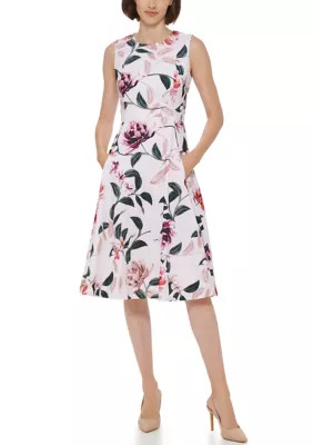 Calvin Klein Women's Floral Printed Fit and Flare Dress, 4 | Belk