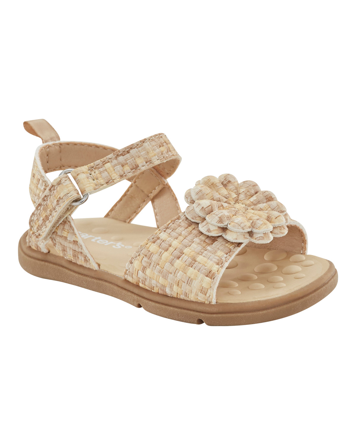 Every Step® First Walker Woven Flower Accent Sandals - Beige | Carter's Inc