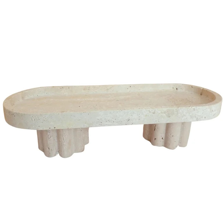 Marble decorative tray travertine Oval Tray with foot | Walmart (US)