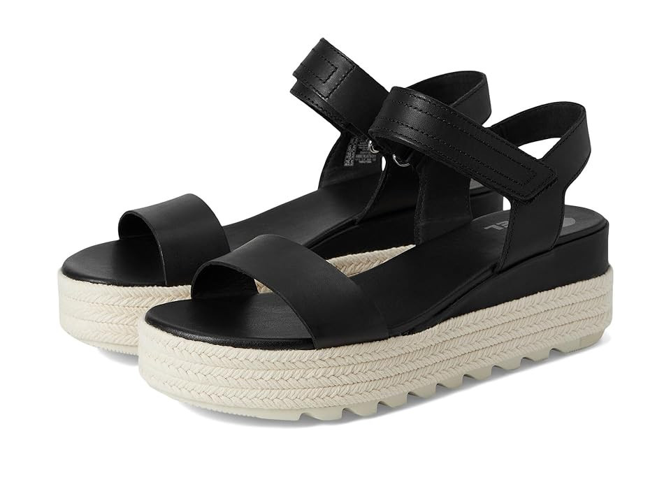 SOREL Camerontm Flatform Sandal Women's Shoes Black/Chalk : 9.5 B - Medium, Leather | Zappos