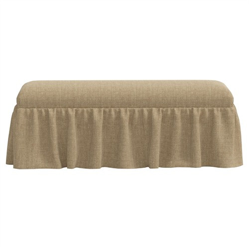 Wyndell Honeycomb Linen Skirted Bench | Kathy Kuo Home