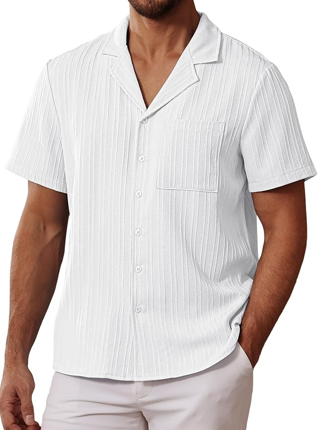 Anbech Hawaiian Shirt for Men Short Sleeve Tropical Holiday Beach Button Down Shirts with Pocket | Amazon (US)