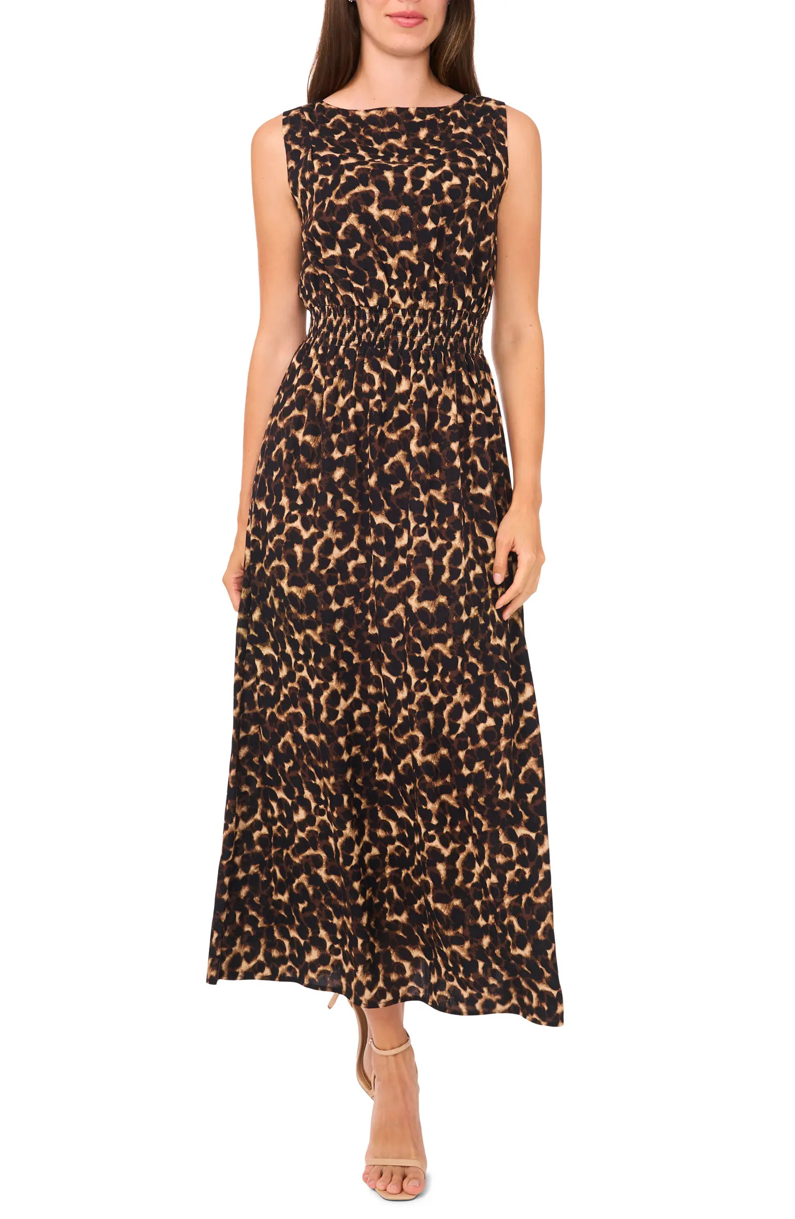 Halogen® Leopard Smocked Waist Maxi Dress | Nordstrom | Nordstrom