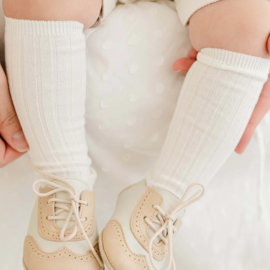 Cream Ribbed Knee Socks | Baby Beau & Belle