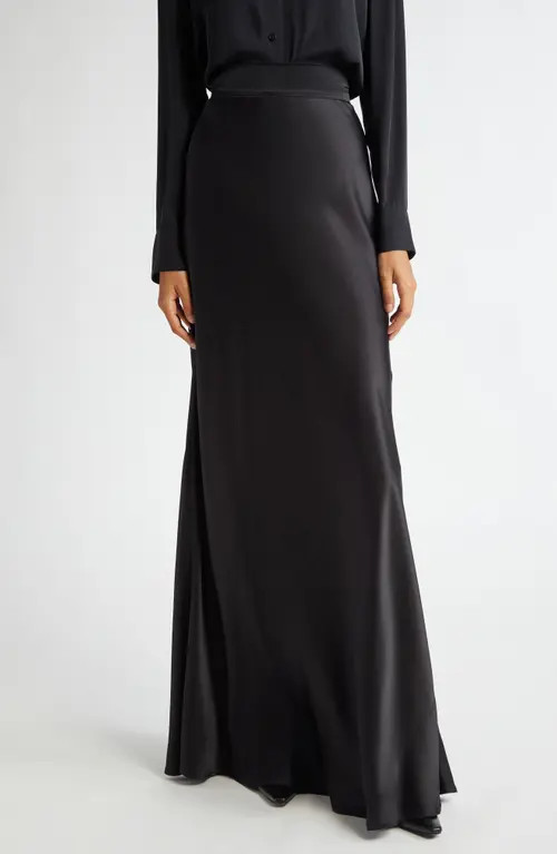 L'AGENCE Ryker Bias Cut Silk Maxi Skirt in Black at Nordstrom, Size 12 | Nordstrom