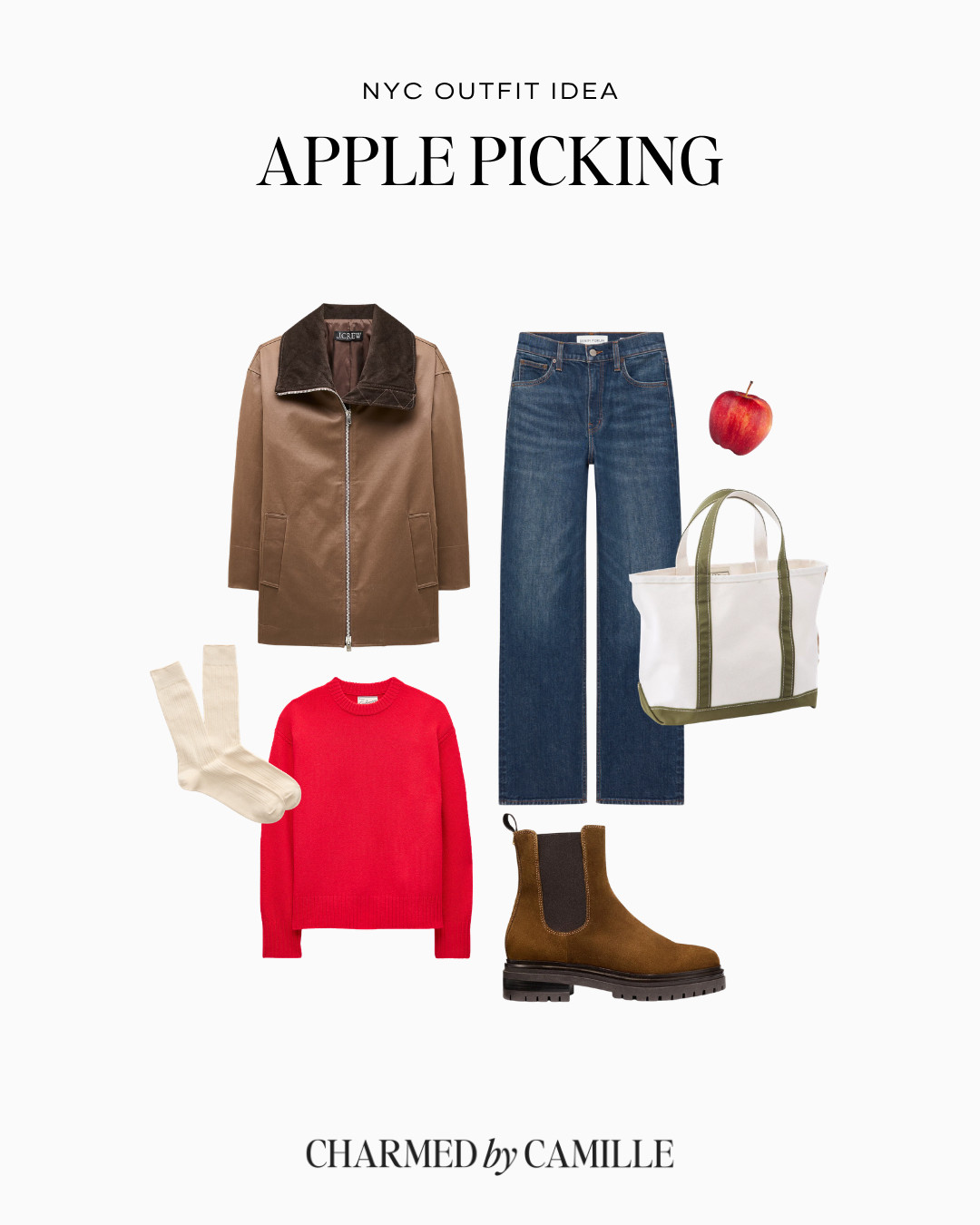 What to wear apple picking this fall 🍎 A classic barn jacket, cozy red sweater, wide-leg jeans, and lug-sole boots make the perfect combination for a day at the orchard. Just add warm socks and a roomy canvas tote for carrying all of your fall finds.  

 #LTKSeasonal
