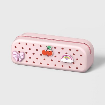 Single Zip Silicone Pencil Pouch Light Pink with Coquette Charms - up&up™ | Target