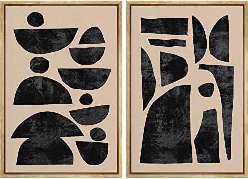 SIGNWIN Framed Canvas Print Wall Art Set Mid-Century Semi-Circle Polygons Variety Abstract Shapes... | Amazon (US)