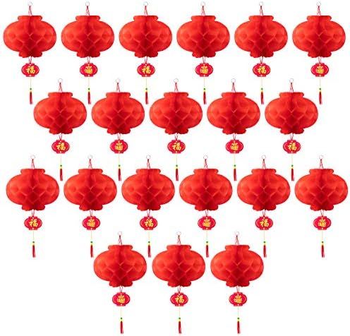Favide 20 Pieces 10 Inch Chinese Red Paper Lanterns Festival Decorations for New Year, Spring Fes... | Amazon (US)