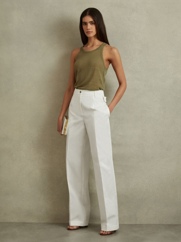 Cotton Wide Leg Suit Trousers | Reiss UK