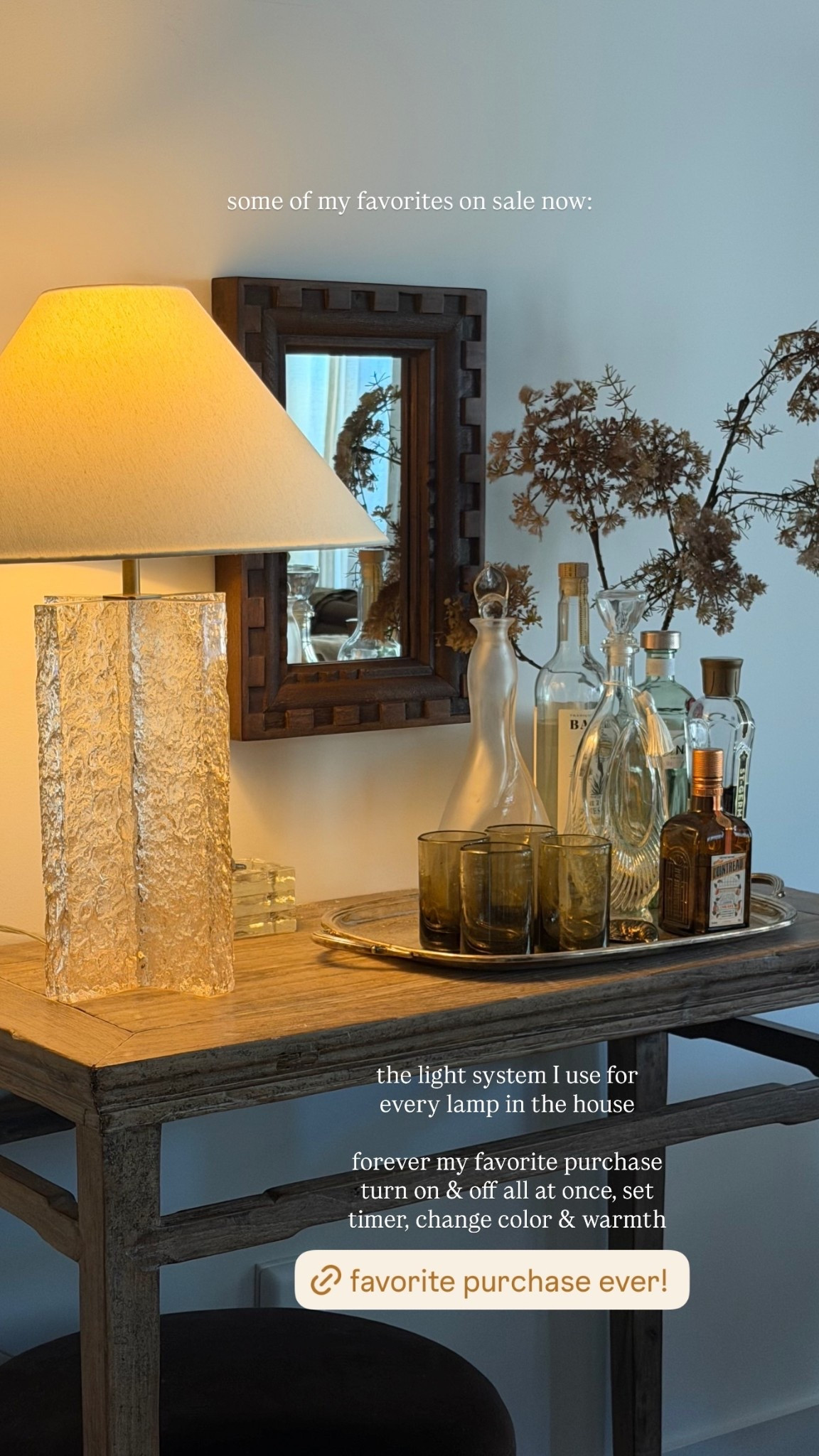 the light system I use for every lamp in the house 

forever my favorite purchase 
turn on & off all at once, set timer, change color & warmth some of my favorites on sale now: