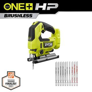 RYOBI ONE+ HP 18V Brushless Cordless Jig Saw (Tool Only) with All Purpose Jig Saw Blade Set (10-P... | The Home Depot