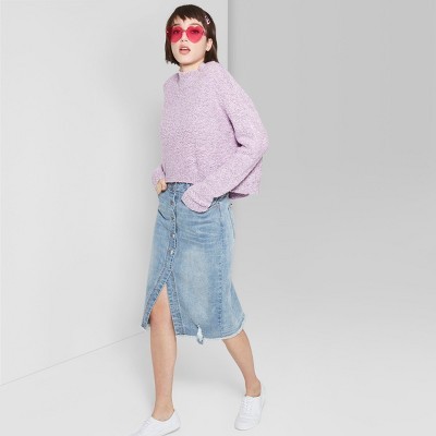 Women's Button Front Denim Midi Skirt - Wild Fable™ Medium Blue Wash | Target