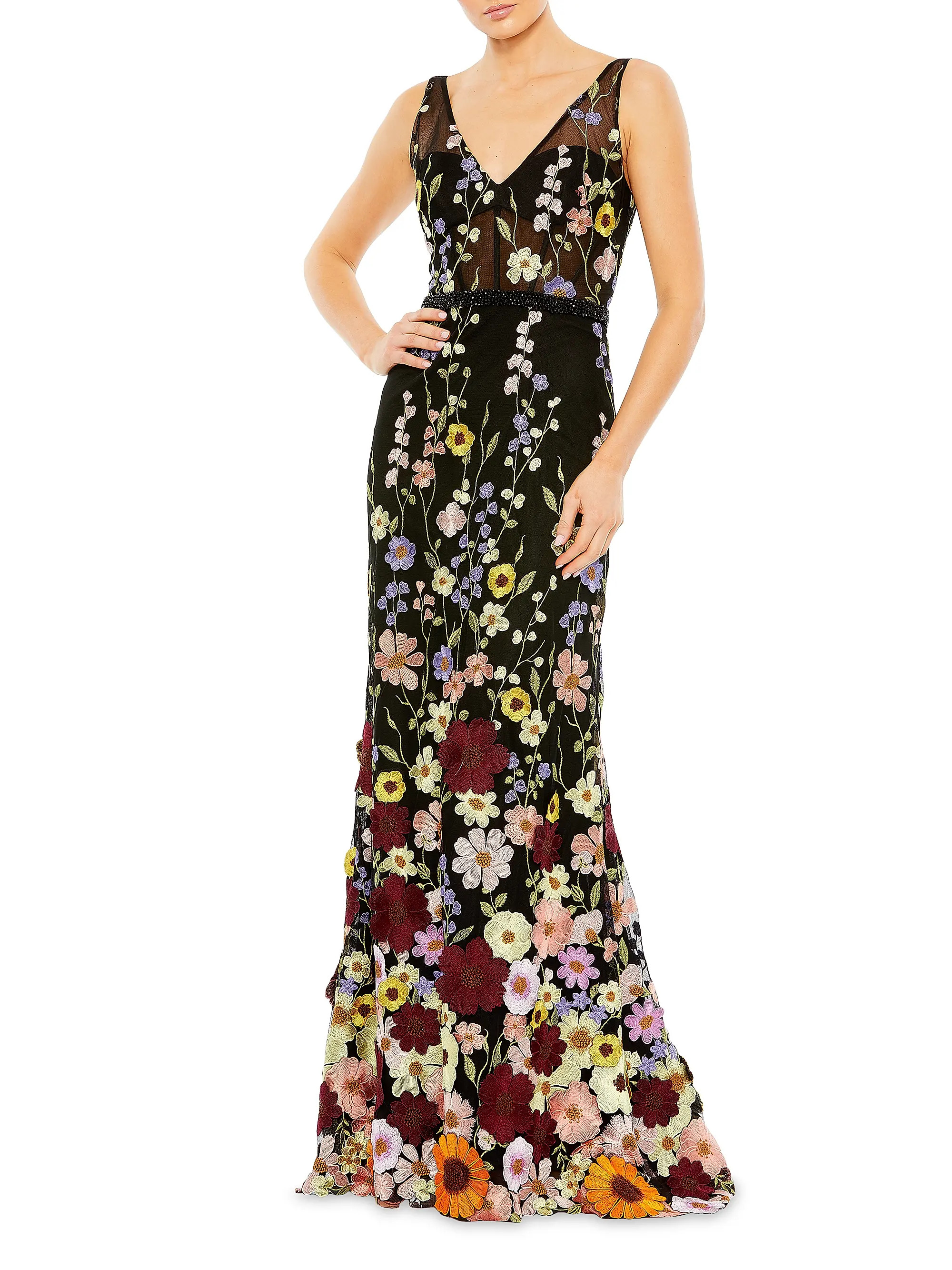Mac Floral-Embroidered Tulle Gown | Saks Fifth Avenue