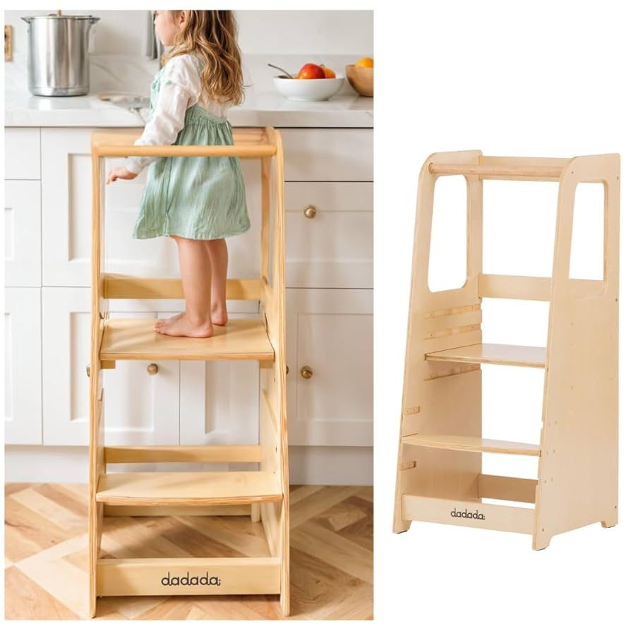dadada Baby Montessori Toddler Tower - Adjustable Kitchen Step Stool for Kids with Safety Rail - ... | Amazon (US)