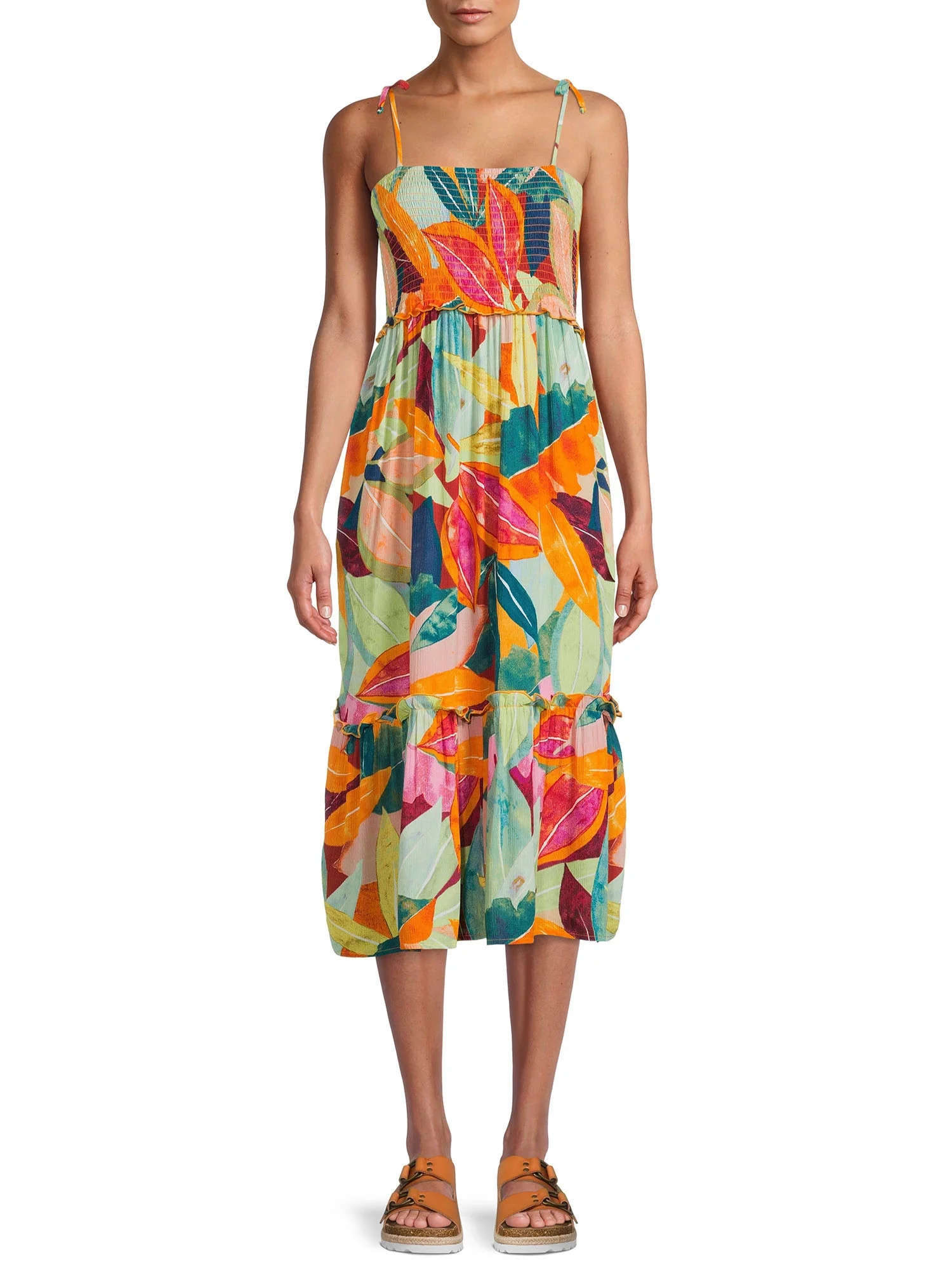 Time and Tru Women's Tie Shoulder Dress | Walmart (US)