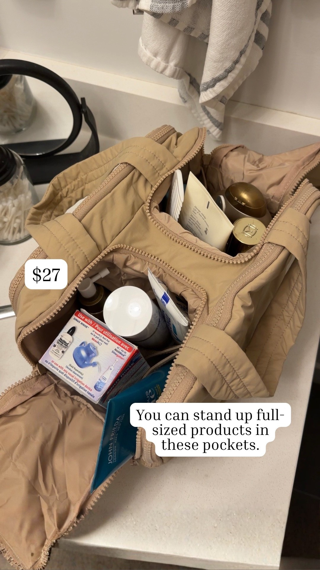 This BAGSMART Travel Toiletry Bag is such a good Amazon travel find. ✈️ The wide-open design makes it easy to see all your makeup, skincare, and toiletries at once, and the large cosmetic organizer compartments keep everything neat when you’re packing for trips. I love the puffy quilted style, the lightweight fabric, and the way bottles stay upright in the middle compartment so nothing leaks in your bag. It even has a waterproof pocket for wet items, which makes it perfect for carry-ons, weekend trips, gym bags, or everyday makeup storage. Linked it here if you’re looking for a large travel makeup bag, toiletry organizer, or puffy cosmetic bag for travel.

#LTKBeauty #LTKselfcare #LTKTravel