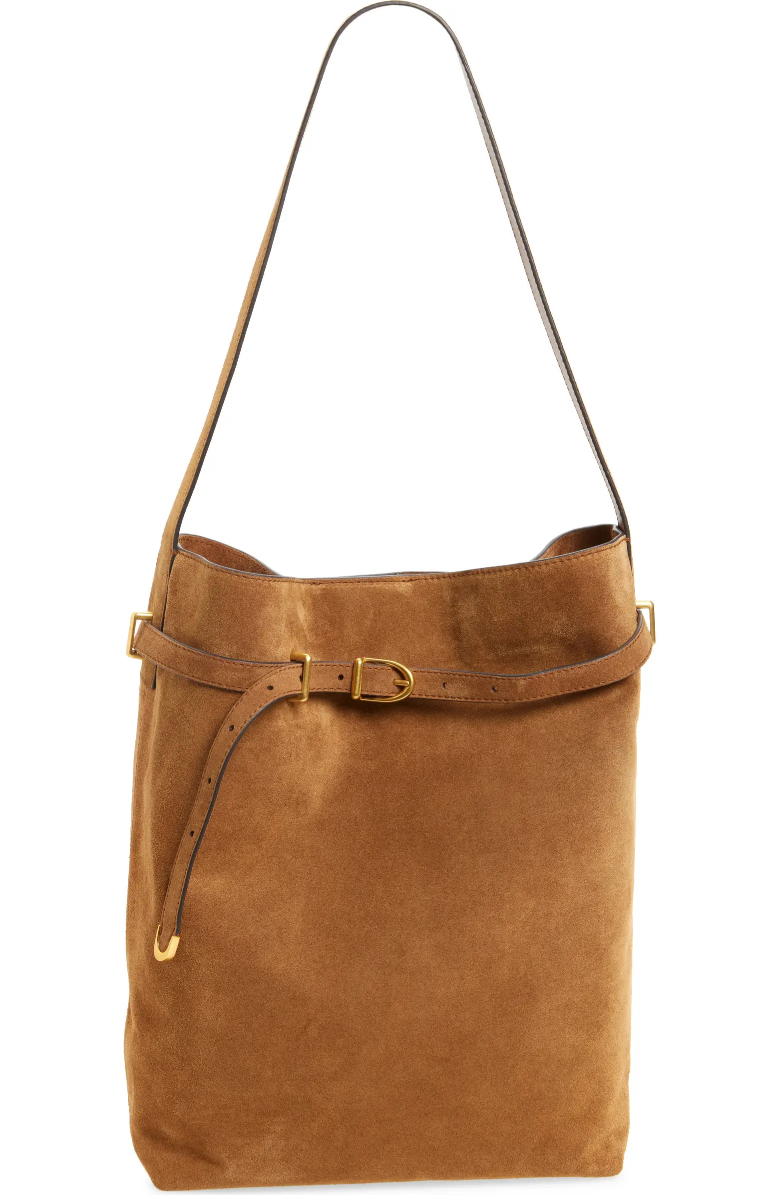The Essential Belted Suede Bucket Tote | Nordstrom