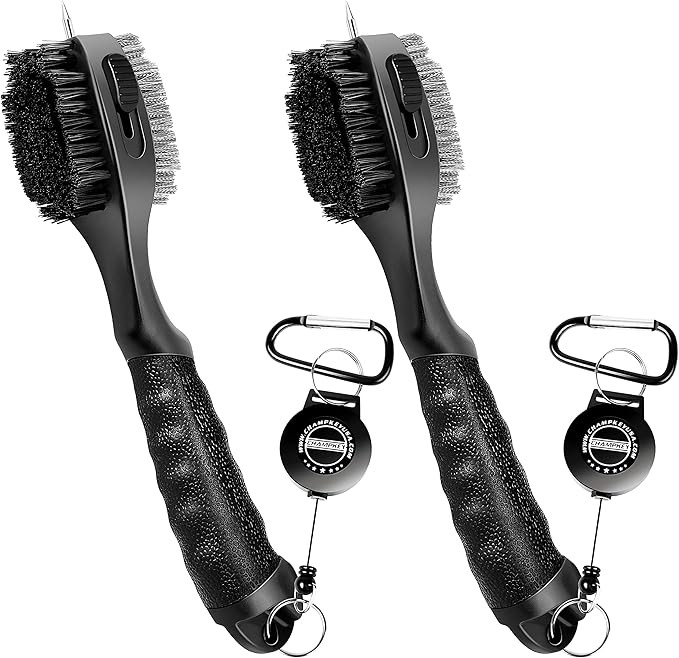 CHAMPKEY PRO Retractable Golf Club Brush | Oversized Brush Head with Soft Rubber Hand Grip & Retr... | Amazon (US)
