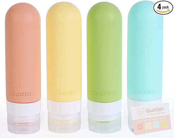 Quatish Travel Bottles for Toiletries, 4 Pack Leak Proof Travel Size Containers, BPA Free Silicon... | Amazon (US)