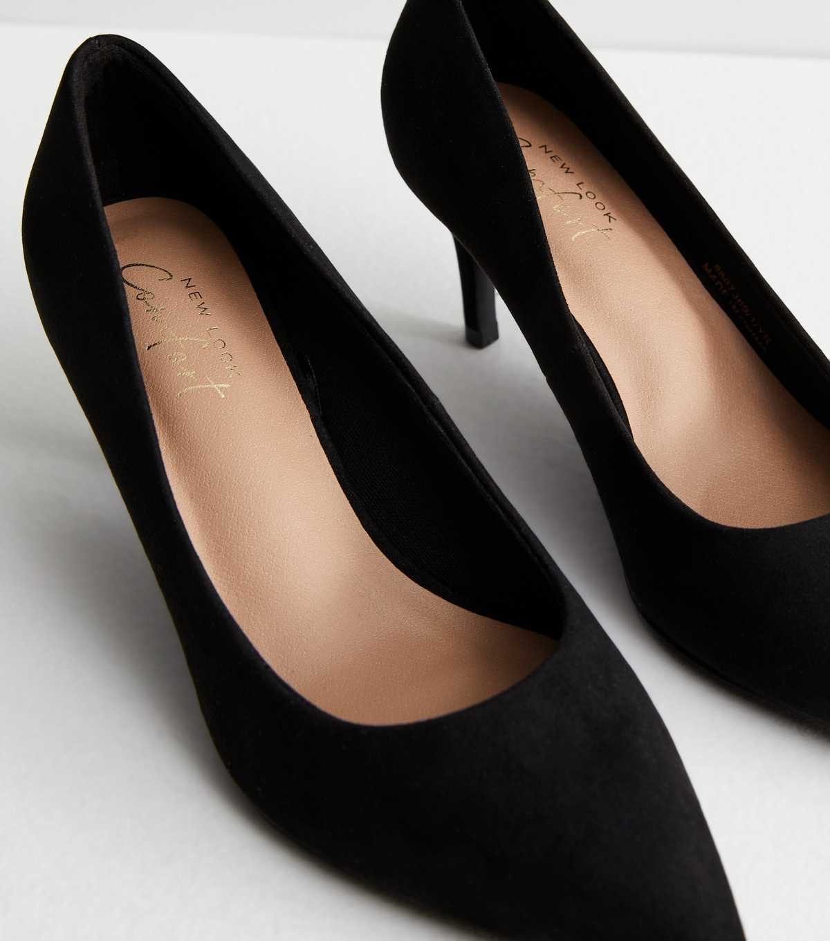 Black Suedette Pointed Stiletto Heel Court Shoes | New Look | New Look (UK)