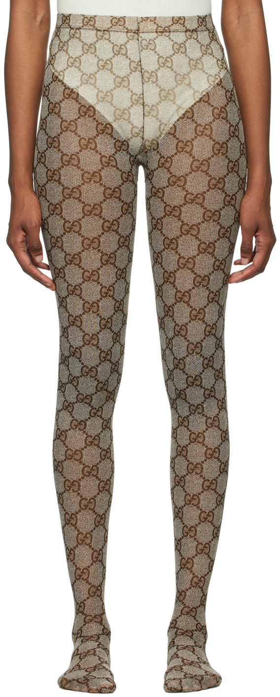 Beige GG Supreme Tights | SSENSE