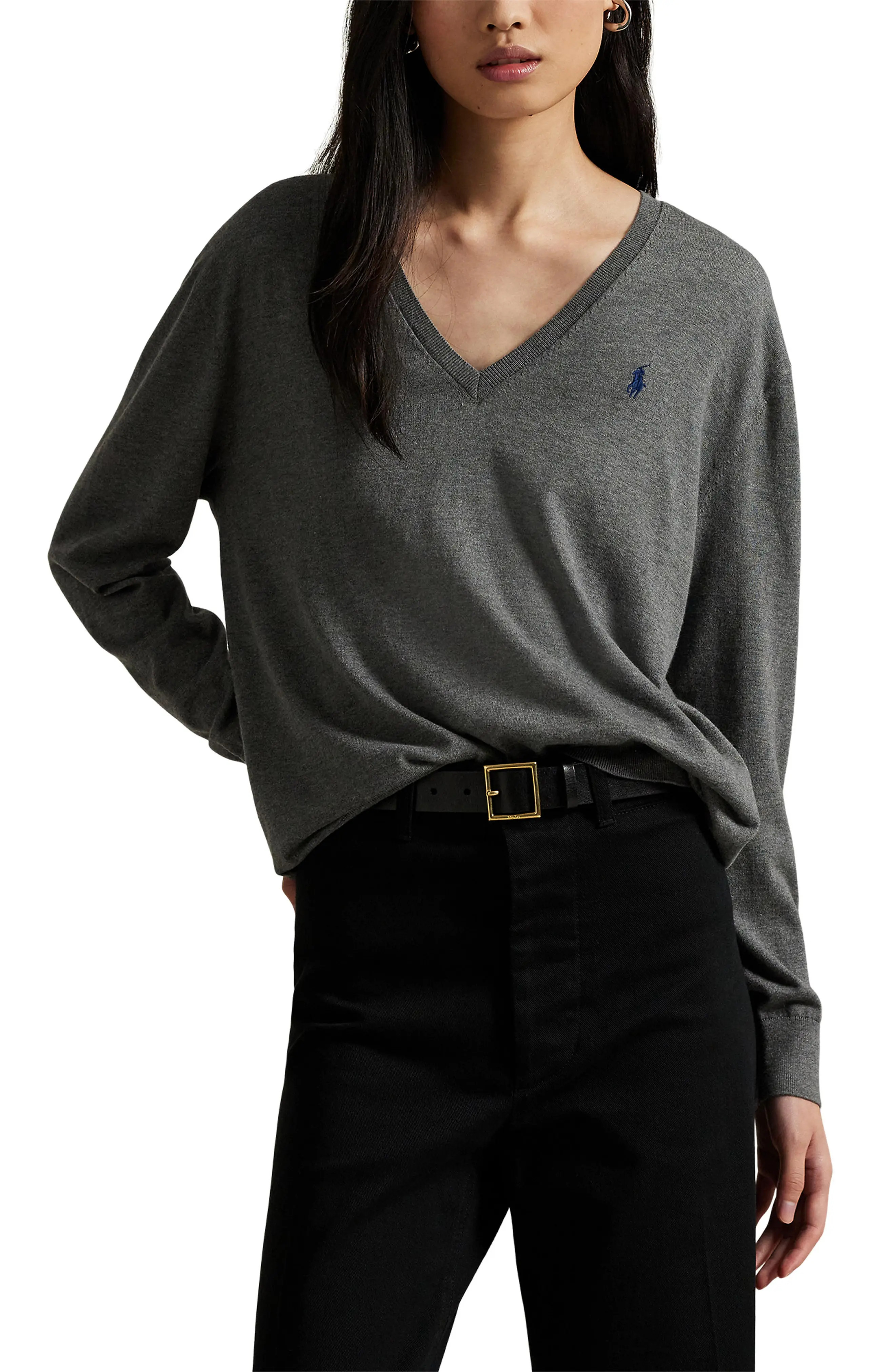 Relaxed Cotton V-Neck Sweater (Women) | Nordstrom | Nordstrom
