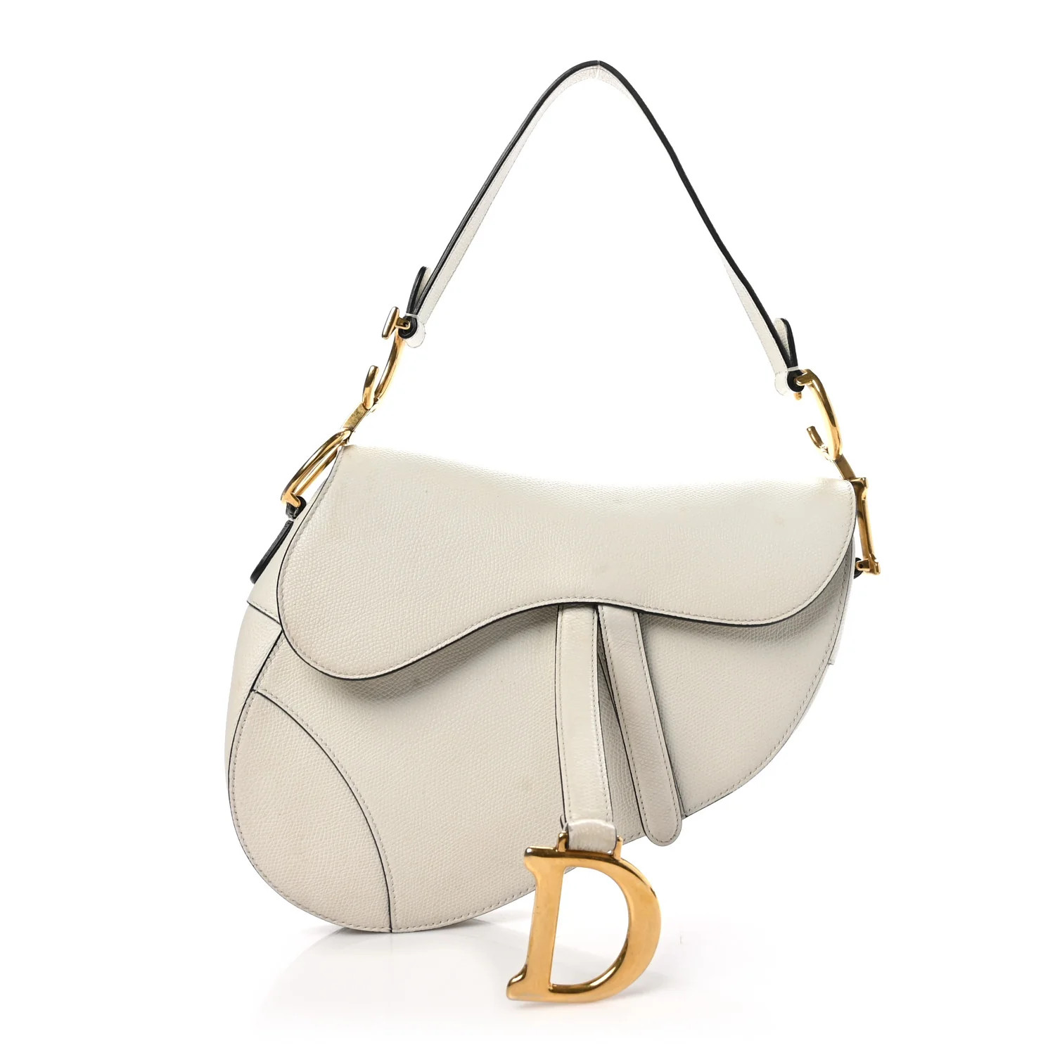 Grained Calfskin Saddle Bag White | FASHIONPHILE (US)