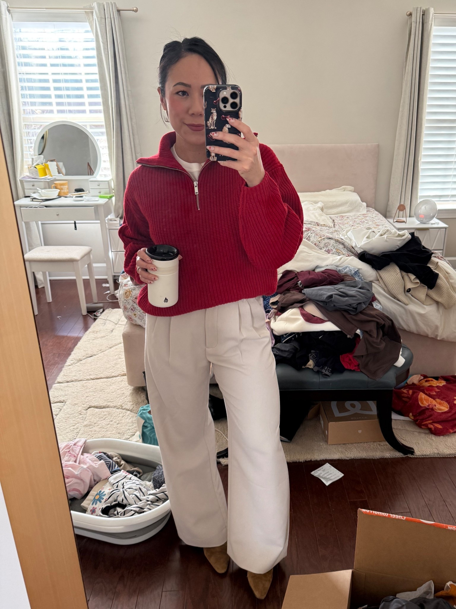 Messy room but cute outfit 🤣🤣 size small in sweater, 26 Short in pants 

#LTKootd #LTKmomlife #LTKPetite
