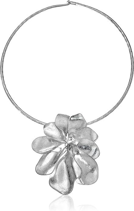 Robert Lee Morris Women's Sculptural Flower Wire Collar Gold Necklace Pendant Enhancer | Amazon (US)