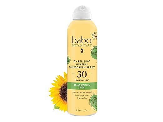 Babo Botanicals Sheer Zinc Continuous Sunscreen Spray SPF30 - Natural Zinc Oxide - Extra Sensitiv... | Amazon (US)