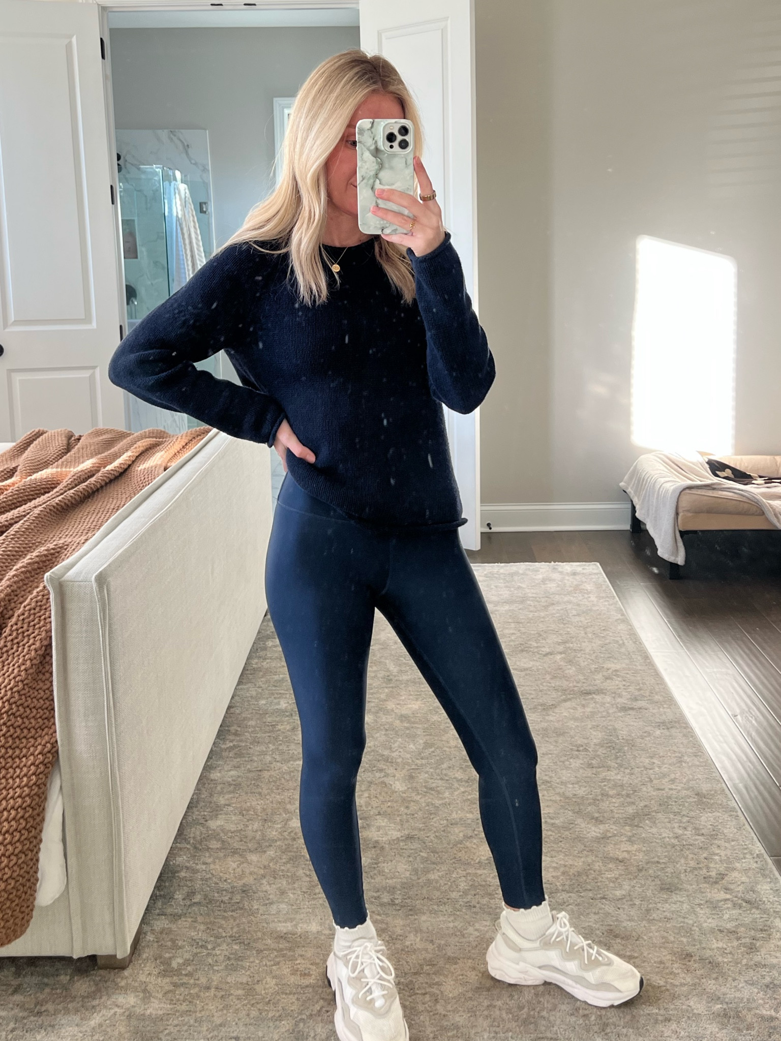 monochromatic athleisure 

sports bra: small
leggings: xsmall
sweater is old from j crew but linked a lot of similar options 

#LTKSeasonal #LTKStyleTip