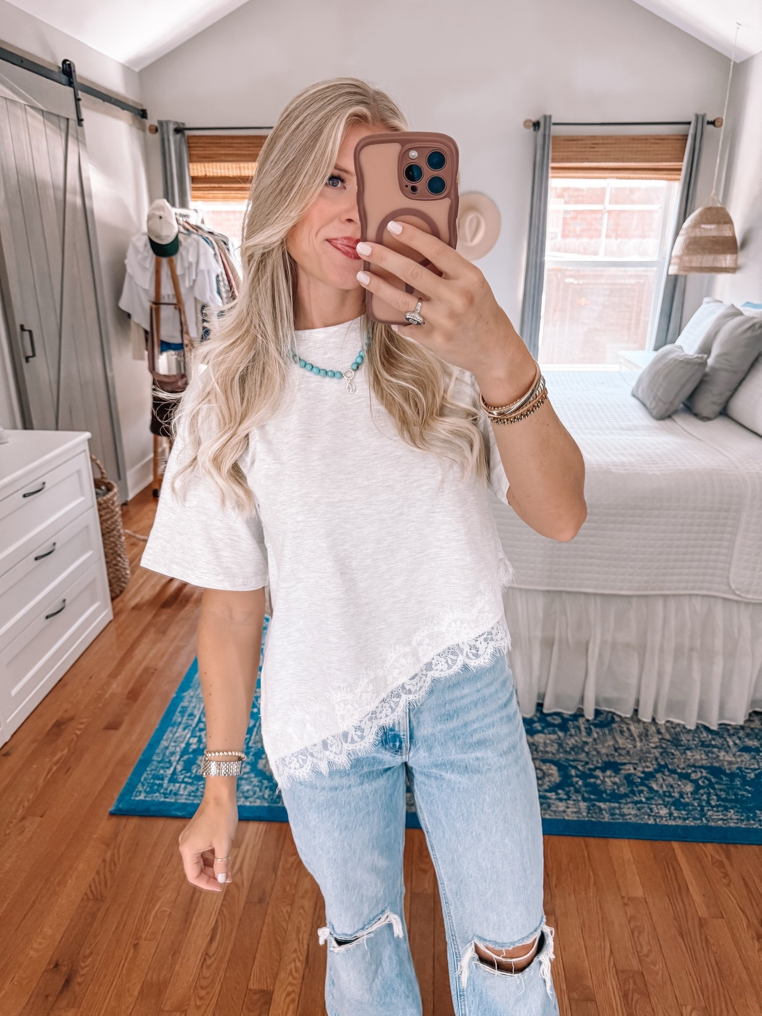 The lace trim detail 😍 Wearing size small! 

Plus, my necklace is 25% off!

amazon find, amazon top, asymmetrical top, lace top, mom jeans, beaded necklace

#LTKootd #LTKmomlife #LTKgrwm