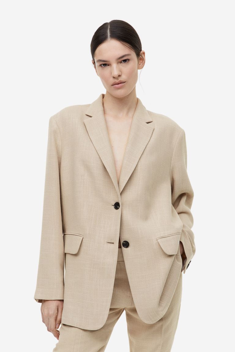 Oversized blazer - Beige - Ladies | H&M GB | H&M (UK, MY, IN, SG, PH, TW, HK)