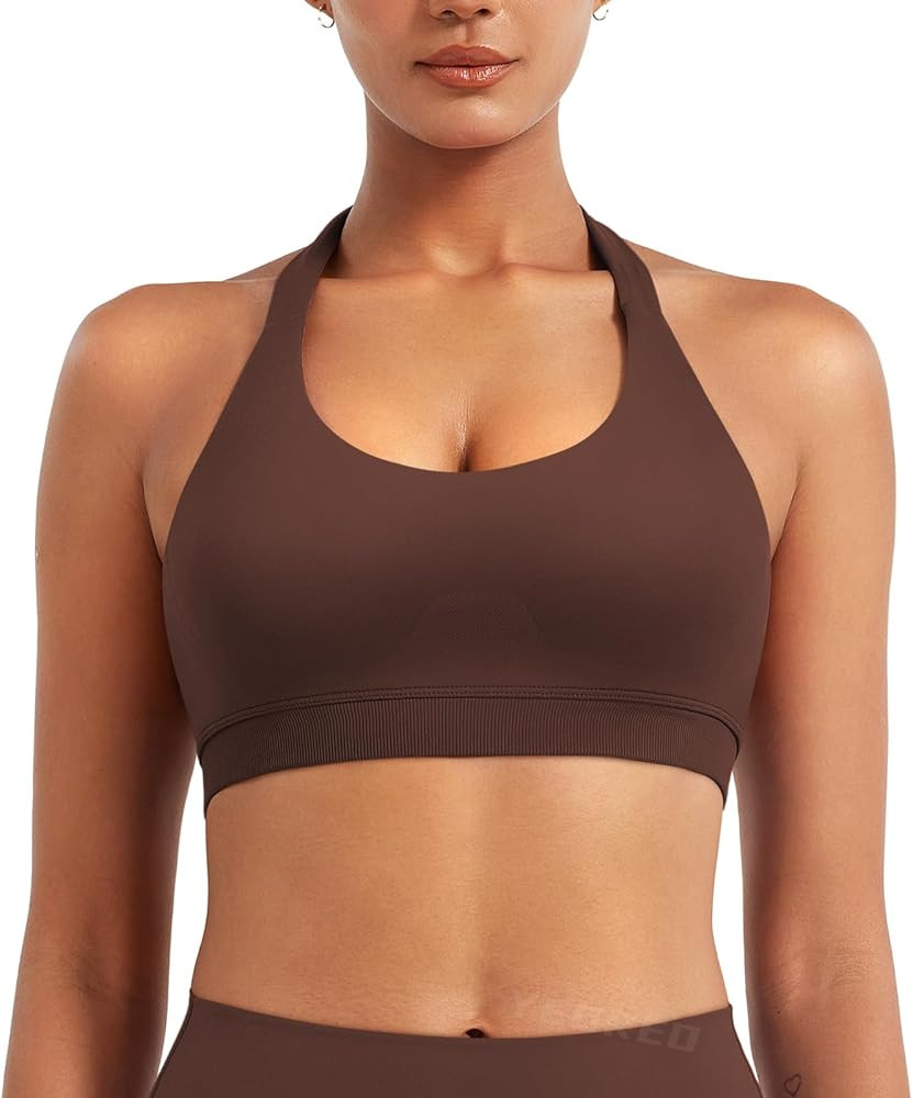 YEOREO CoreFlex Women Halter Sports Bra Workout Seamless Padded Basic Bra Open Back Yoga Gym Crop... | Amazon (US)