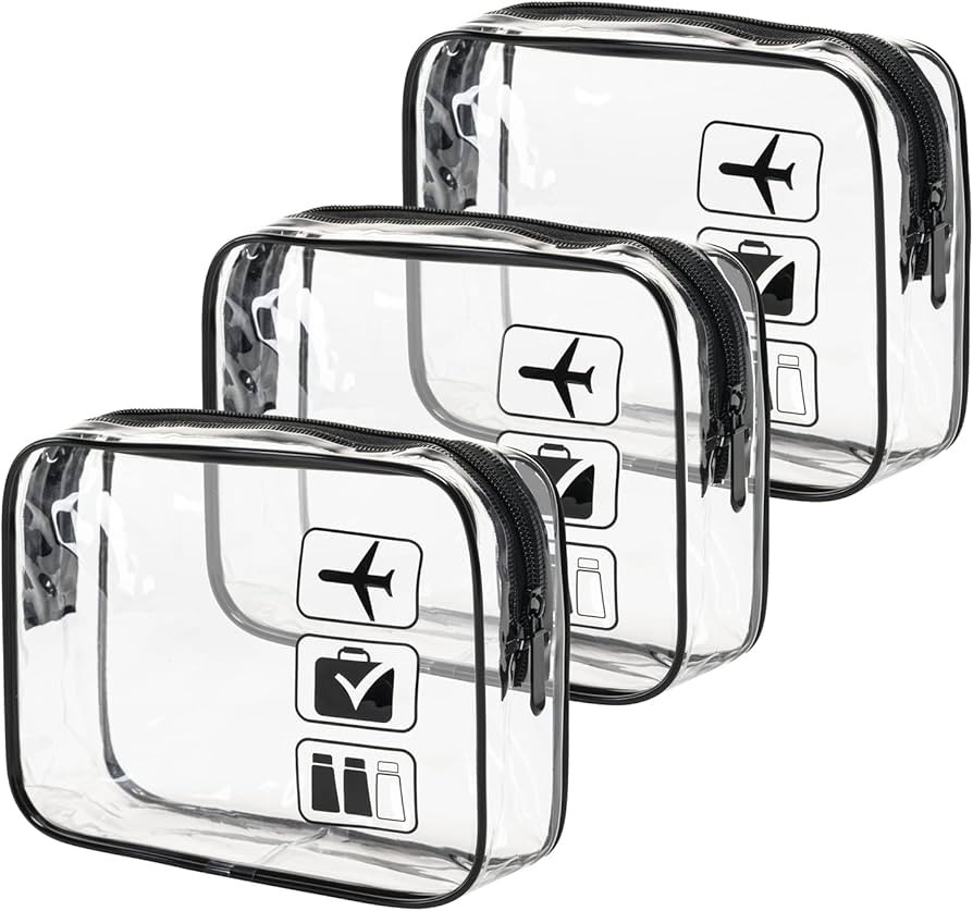 MODENGKONGJIAN TSA Approved Toiletry Bag, 3 Pcs Clear Toiletries Bags Quart Size Travel Makeup Co... | Amazon (US)