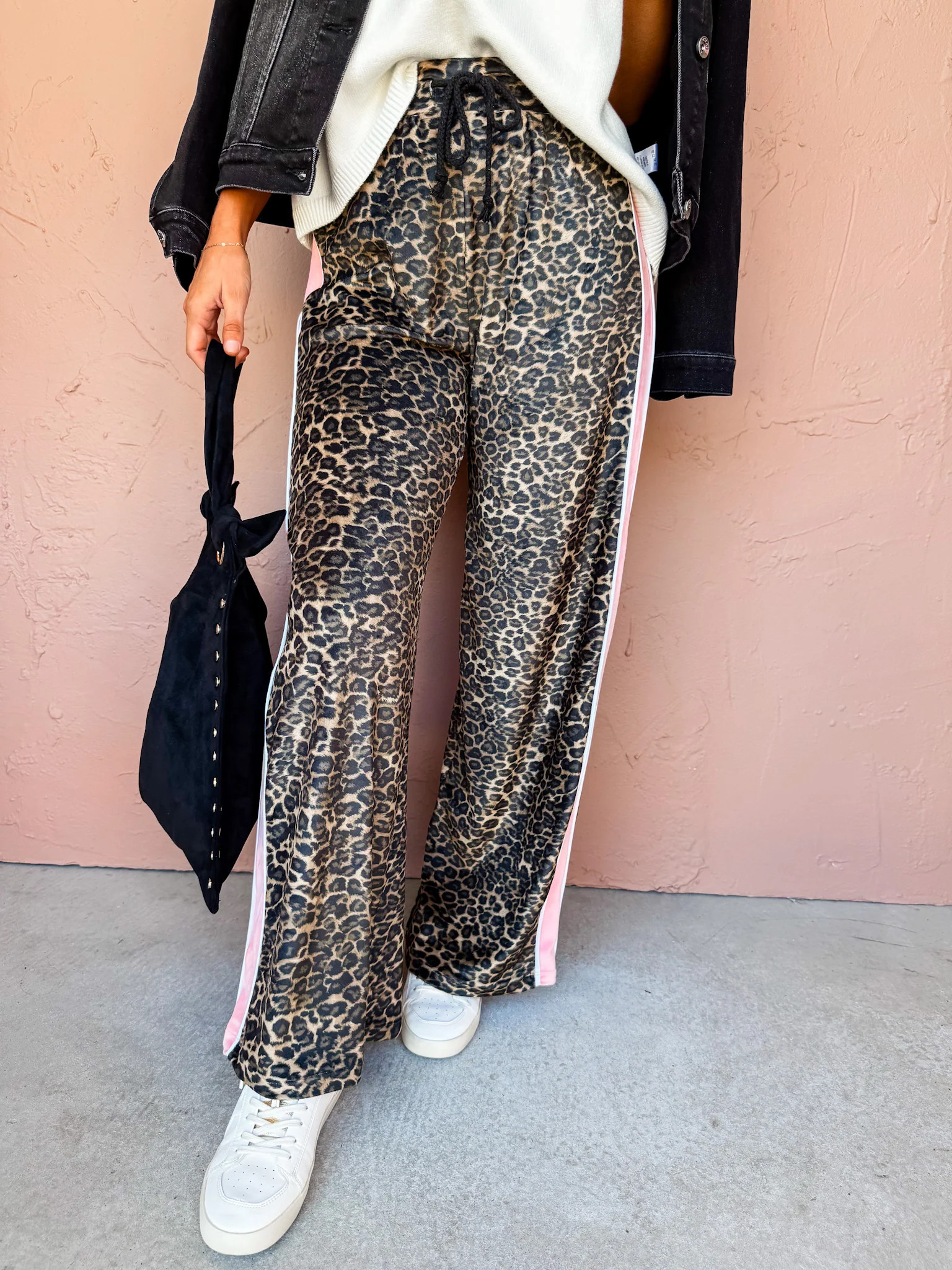 Kimberly Leopard Velour Track Pants | Ruthie Grace