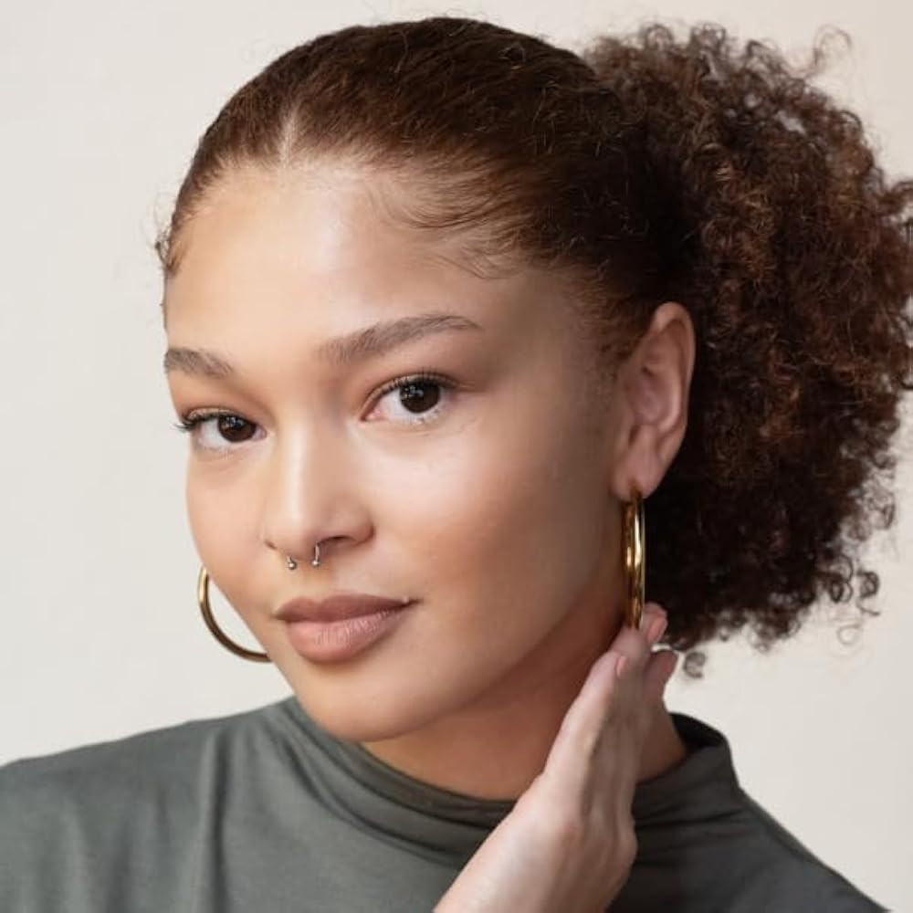 Bestow Large Gold Hoops Earrings for Women, 18K Hypoallergenic, Lightweight, Classic Big Hoops, M... | Amazon (US)