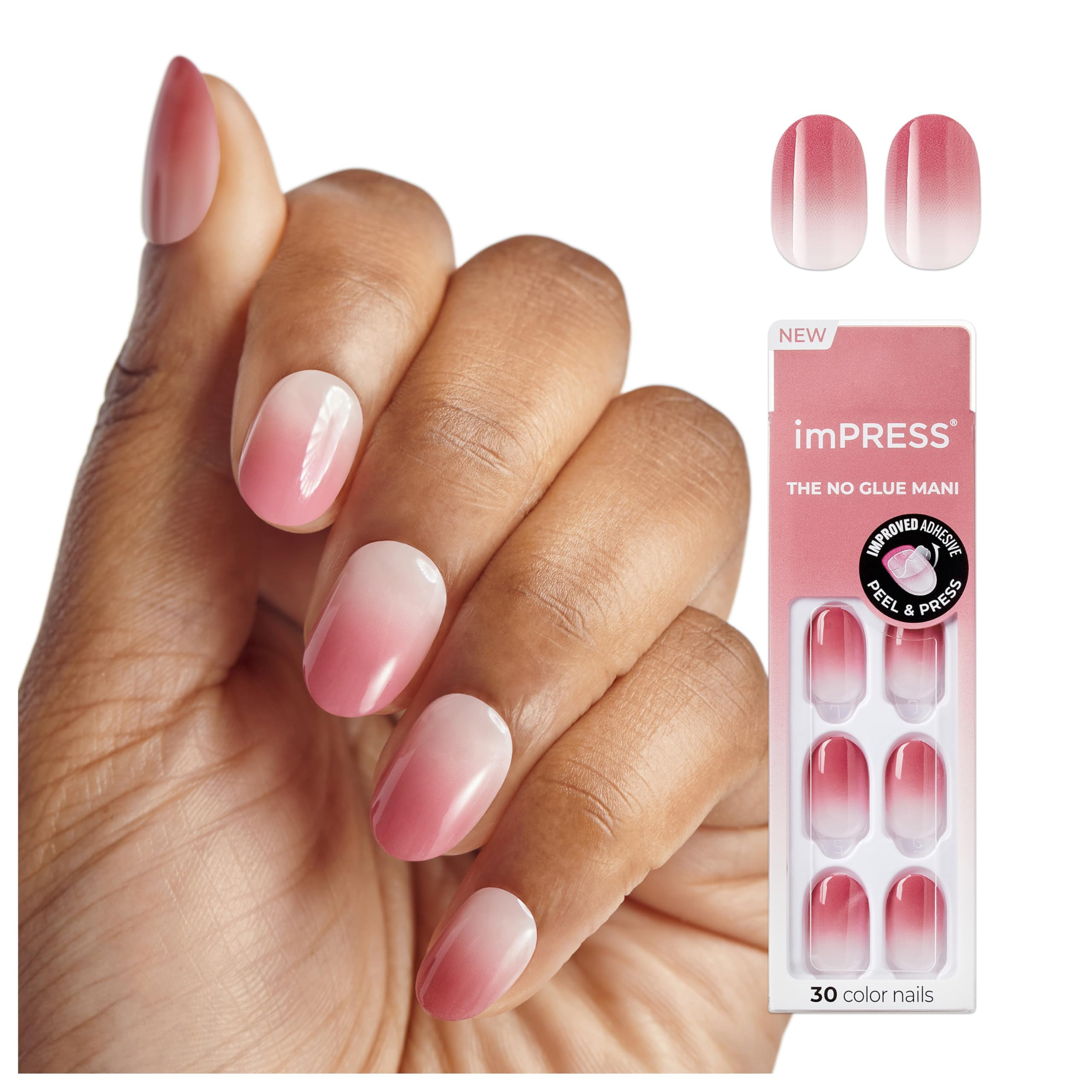 imPRESS Color Ombre Press On Nails, 'Beat The Heat', Pink, Short Oval, PureFit Technology, Patent... | Amazon (US)