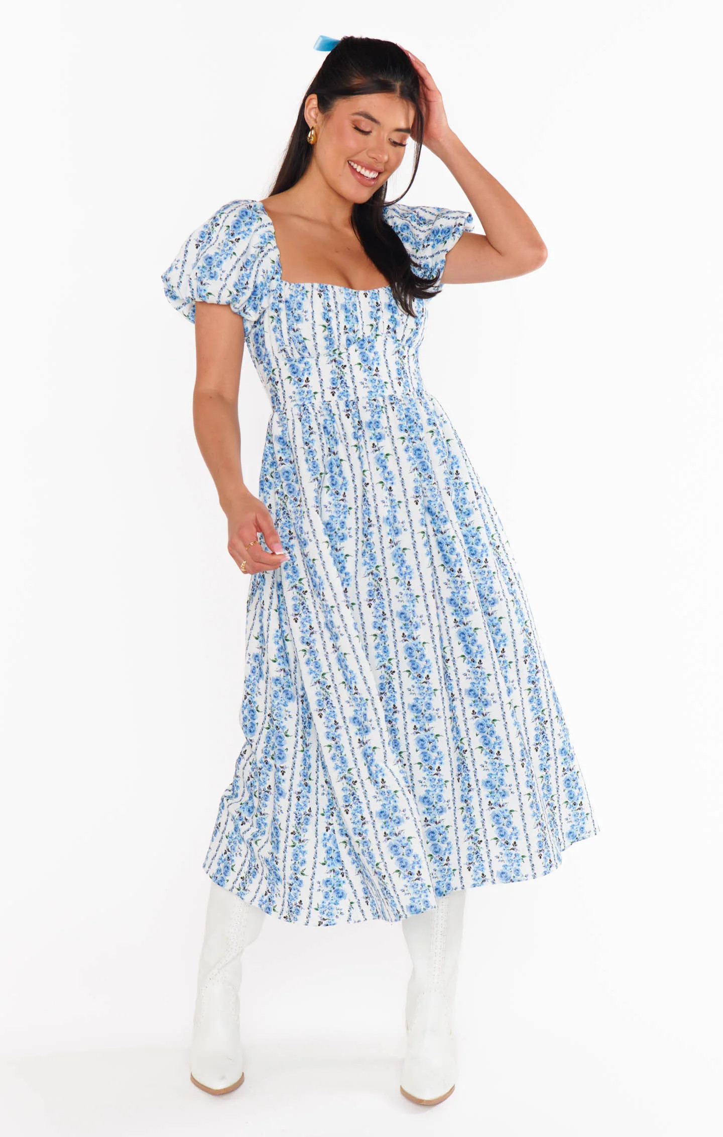 Belle Midi Dress ~ Blue Bliss Stripe | Show Me Your Mumu