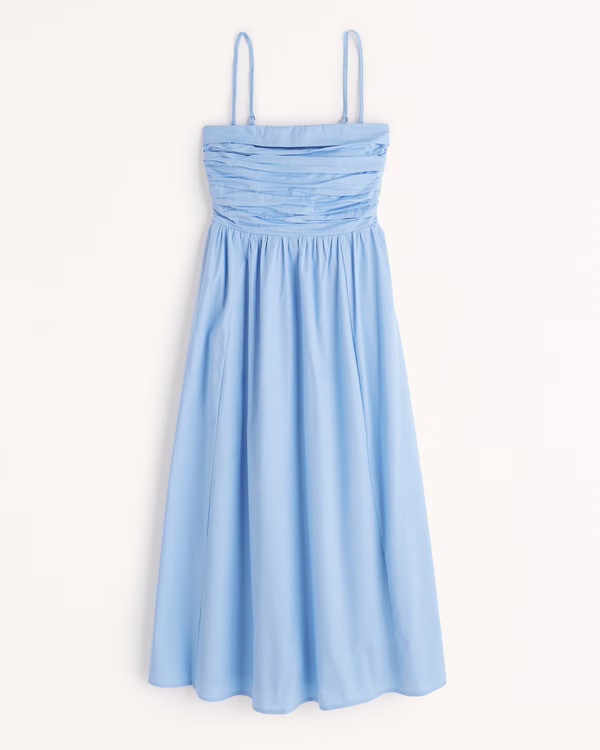 Women's Poplin Strapless Midi Dress | Women's Dresses & Jumpsuits | Abercrombie.com | Abercrombie & Fitch (US)