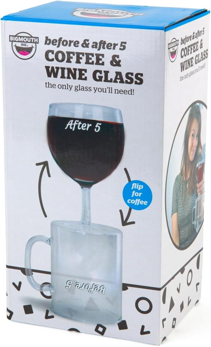 BigMouth Inc. The Before & After 5 Coffee & Wine Glass, 2-In-1 Reversible Novelty Coffee Cup & Wi... | Amazon (US)