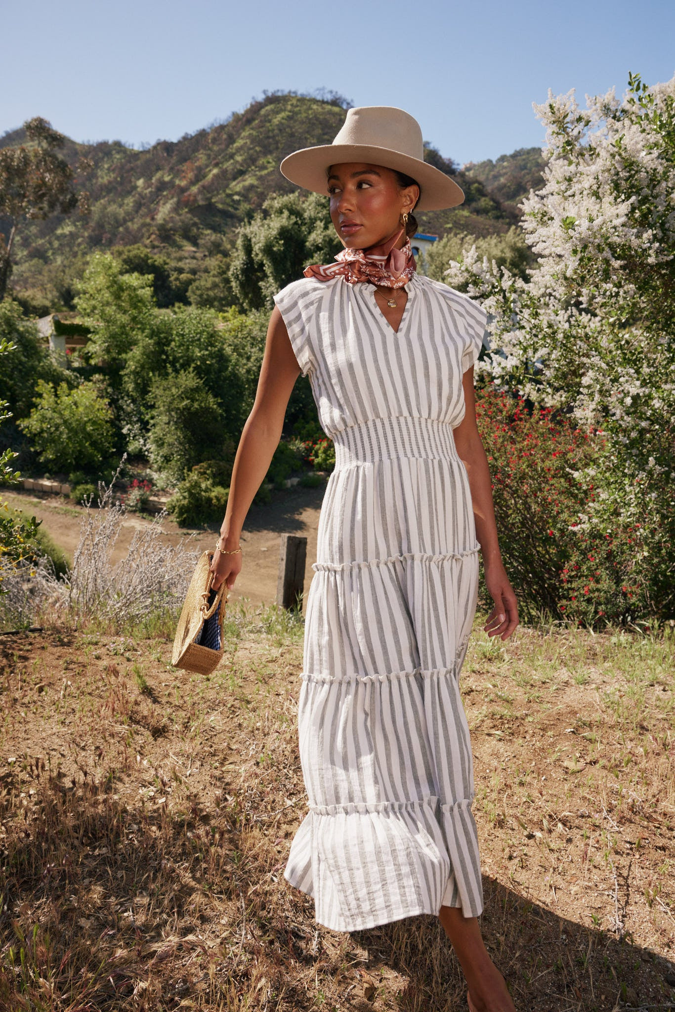 Claire Striped Maxi Dress in Indigo | Böhme US